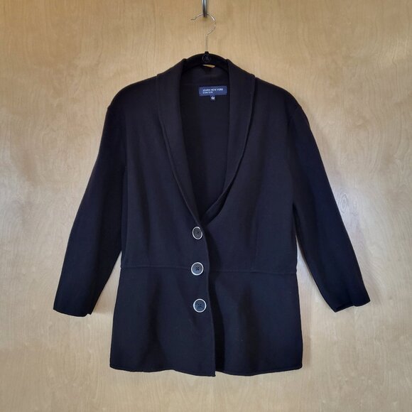 Jones New York Signature Knit Cardigan Jacket Black Size Large - Picture 1 of 9